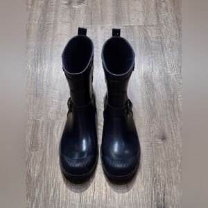 Coach Lester A8805 Blue Preowned Mid-Calf Rain Boots Women's 10B.